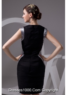 Show Thin Black and Silver Bateau Mini-length Prom Gown Dress