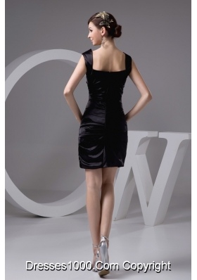 Square Ruched Mini-length Black Taffeta Prom Gown Dress 2013