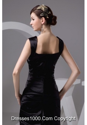 Square Ruched Mini-length Black Taffeta Prom Gown Dress 2013