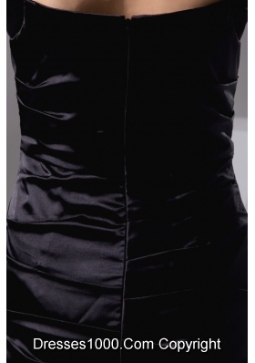 Square Ruched Mini-length Black Taffeta Prom Gown Dress 2013
