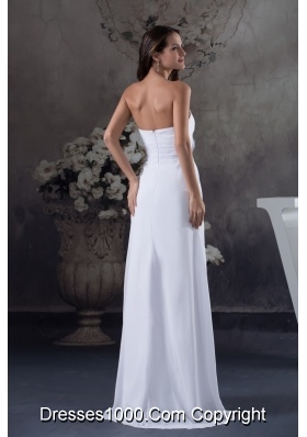 Strapless Long Wedding Dress with Ruched Hand Made Flowers Sash