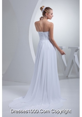 White Floral Appliques Jewelry and Flowers Sweetheart Wedding Gowns