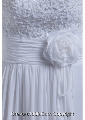 White Floral Appliques Jewelry and Flowers Sweetheart Wedding Gowns