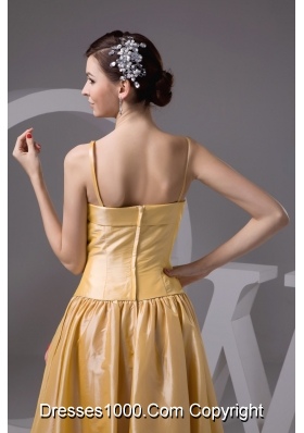 Yellow and Watermelon Long Prom Gown Dress with Spaghetti Straps