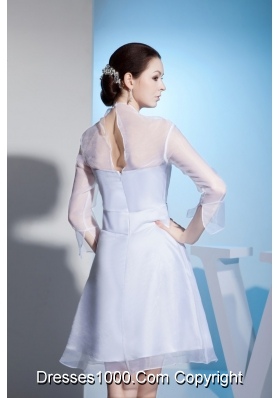 A-line Long Sleeve Knee-length Wedding Dresses in White Hot Sale