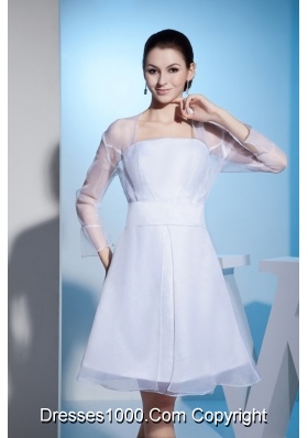 A-line Long Sleeve Knee-length Wedding Dresses in White Hot Sale