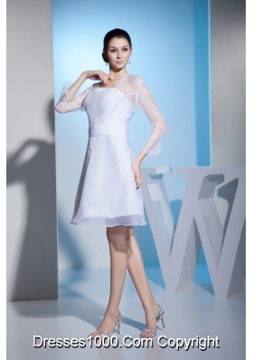 A-line Long Sleeve Knee-length Wedding Dresses in White Hot Sale