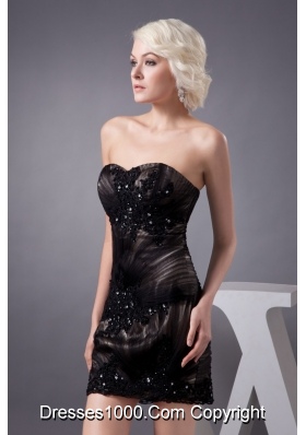 Beaded Appliques Accent Black Mini-length Prom Gown Dress