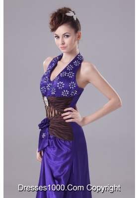 Beading Ruching Flower and Pattern Decorated High-low Prom Dress with Cutouts