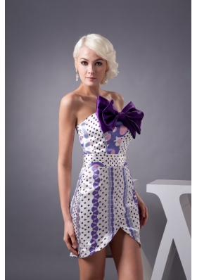 Bowknot and Colorful Print Accent Mini-length Prom Dresses