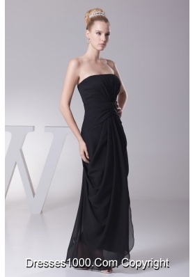 Column Black Pick-ups Prom Dress with Bowknot Shaped Sash