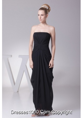 Column Black Pick-ups Prom Dress with Bowknot Shaped Sash