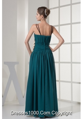 Column V-neck Chiffon Prom Gown with Hand Made Flowers