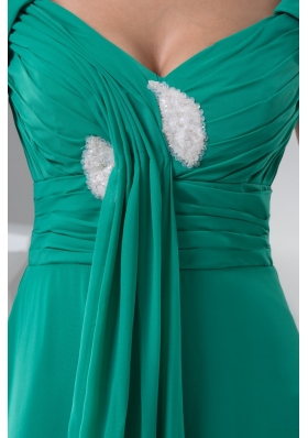 Exquisite Turquoise Floor-length Ruched Column Prom Dress