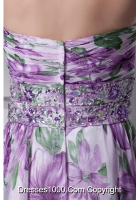 Fashion Multi-color Halter Printing Ruching Prom Dresses