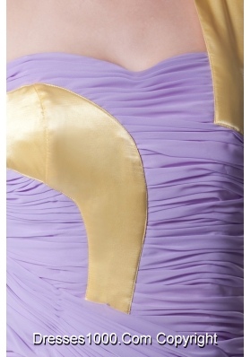 Lavender One Shoulder Ruched Brush Train Prom Dress