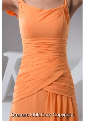 Orange Column Chiffon Prom Holiday Dress with Brush Train 2013