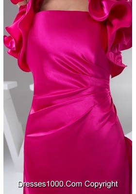 Outstanding Hot Pink loor-length Flounced Halter Top Prom Dress