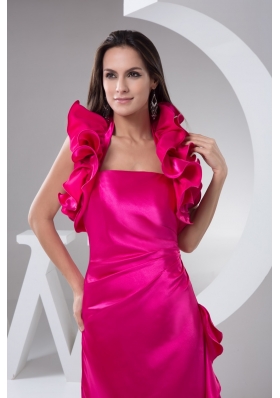 Outstanding Hot Pink loor-length Flounced Halter Top Prom Dress