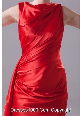 Ruched High Neck Sheath Mini-length Prom Gown in Red