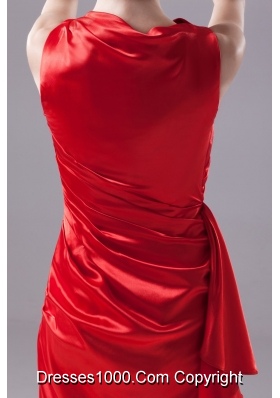 Ruched High Neck Sheath Mini-length Prom Gown in Red