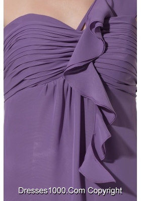 Ruching and Ruffles One Shoudler Empire Prom Gown in Purple