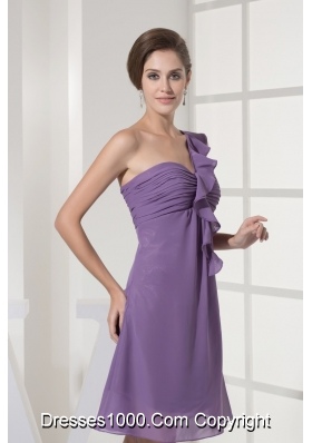 Ruching and Ruffles One Shoudler Empire Prom Gown in Purple