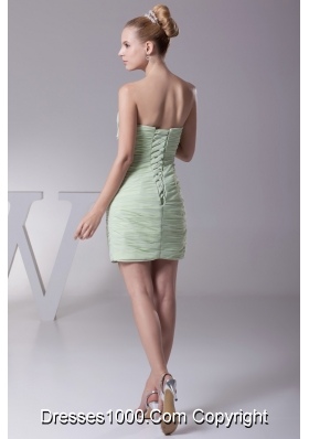 Ruffled and Ruched Sweetheart Column Prom Gowns in Light Green