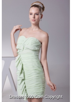 Ruffled and Ruched Sweetheart Column Prom Gowns in Light Green