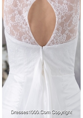 Scoop Neck Peekaboo Keyhole White Bridal Dresses Brush Train