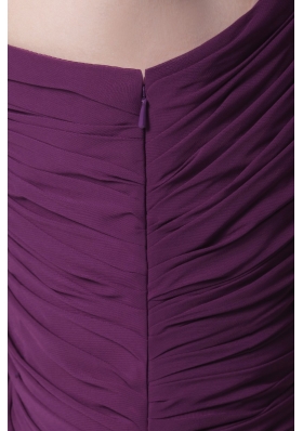 Sheath Purple One Shoulder Hand Made Flowers Prom Dresses