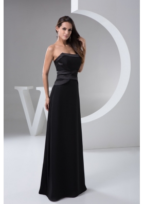 Strapless Floor-length Black Chiffon Prom formal Dress for Cheap