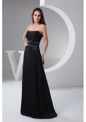 Strapless Floor-length Black Chiffon Prom formal Dress for Cheap