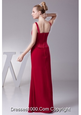 Straps Bodice Floor-length Zipper-up Back Prom Dresses in Red