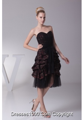 Sweetheart Knee-length Prom Dress with Tulle Sash and Hemline