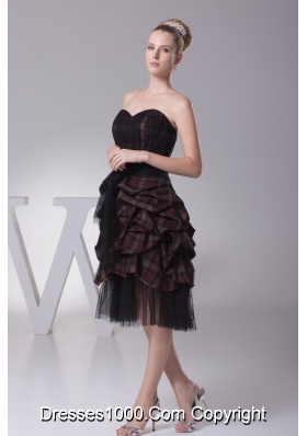 Sweetheart Knee-length Prom Dress with Tulle Sash and Hemline