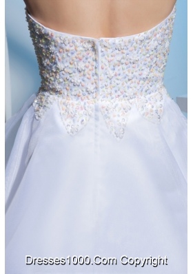 Sweetheart White Mini Wedding Dresses Colorful Beaded Organza