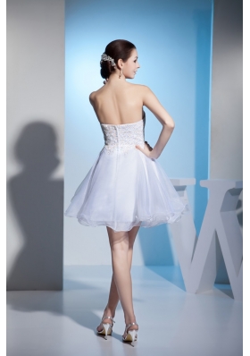 Sweetheart White Mini Wedding Dresses Colorful Beaded Organza