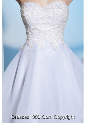 Sweetheart White Mini Wedding Dresses Colorful Beaded Organza