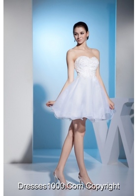 Sweetheart White Mini Wedding Dresses Colorful Beaded Organza