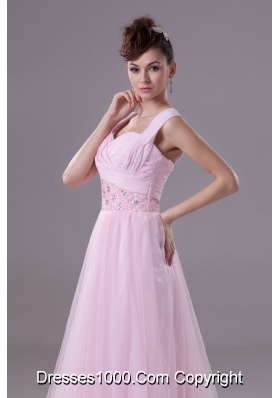 Wide Straps Sweetheart Ankle-length Prom Dresses with Beaded Waist