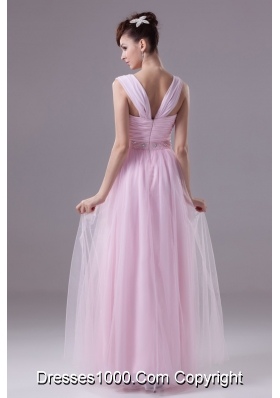 Wide Straps Sweetheart Ankle-length Prom Dresses with Beaded Waist