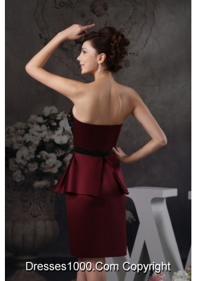 2013 Beaded Mini-length Prom Celebrity Dress in Wine Red