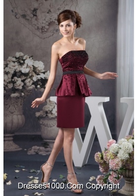 2013 Beaded Mini-length Prom Celebrity Dress in Wine Red