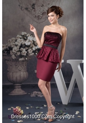 2013 Beaded Mini-length Prom Celebrity Dress in Wine Red