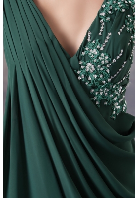 2013 Ruched and Beaded Dark Green Floor-length Prom Dress