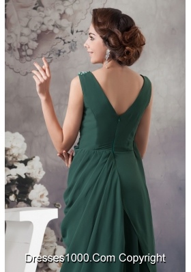 2013 Ruched and Beaded Dark Green Floor-length Prom Dress