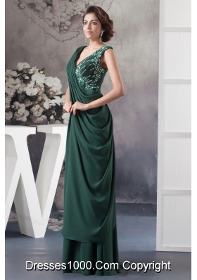 2013 Ruched and Beaded Dark Green Floor-length Prom Dress