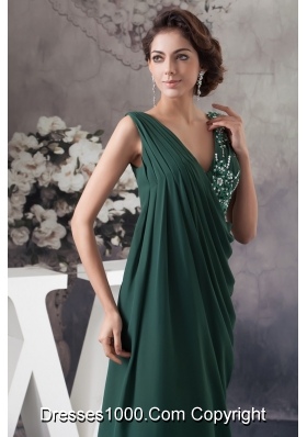 2013 Ruched and Beaded Dark Green Floor-length Prom Dress