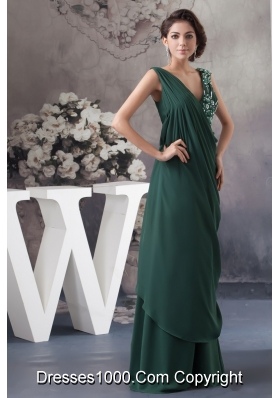 2013 Ruched and Beaded Dark Green Floor-length Prom Dress